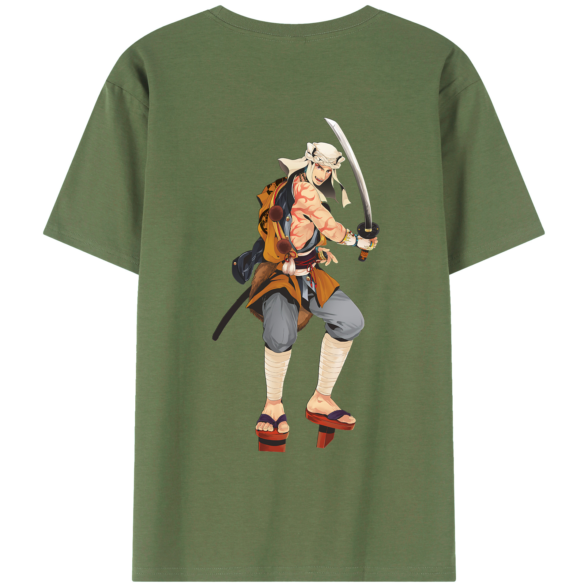 （画像用） 刀剣乱舞 Touken Ranbu 綿100％ メンズ半袖Tシャツ（バックプリント） 通気性